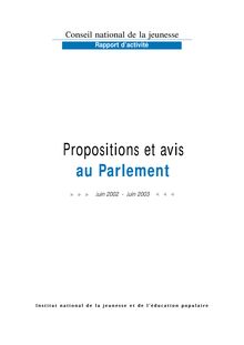 Rapport d activité du Conseil national de la jeunesse : propositions et avis au Parlement - 2002-2003