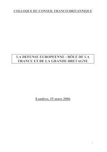 LA DEFENSE EUROPEENNE : RÔLE DE LA FRANCE ET DE LA GRANDE-BRETAGNE ...