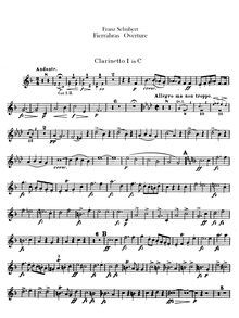 Partition clarinette 1, 2 (C), Fierrabras D.796, Schubert, Franz