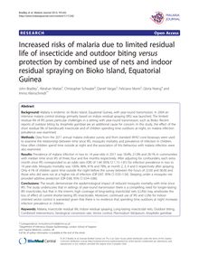 Increased risks of malaria due to limited residual life of insecticide and outdoor biting versus protection by combined use of nets and indoor residual spraying on Bioko Island, Equatorial Guinea
