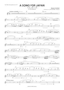 Partition E♭ Alto Saxophone 1, A Song pour Japan, Verhelst, Steven