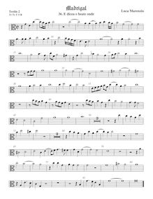 Partition viole de gambe aigue 2, alto clef, madrigaux pour 5 voix par Luca Marenzio