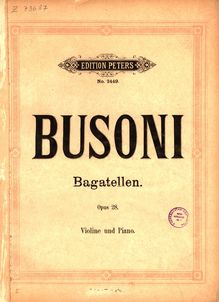 Partition de piano, Bagatellen, Op.28., Busoni, Ferruccio