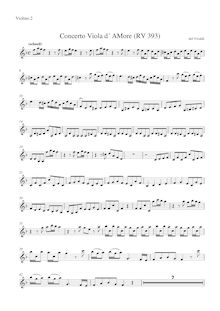 Partition violons II, Concerto pour viole de gambe d Amore en D minor