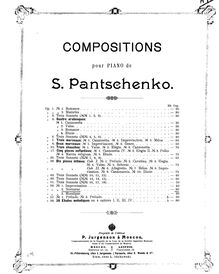 Partition , Nocturne, 3 pièces, Panchenko, Semyon
