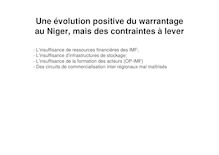Une évolution positive du warrantage au Niger, mais des contraintes ...