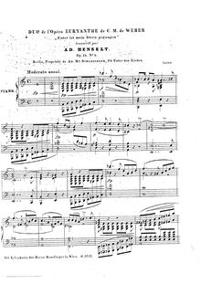 Partition No.8 - Duo  Unter ist mein Stern gegangen  from  Euryanthe , 10 Transcriptions from Weber s  Oberon ,  Der Freischütz , et  Euryanthe , Op.19