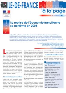 La reprise de l économie francilienne se confirme en 2006