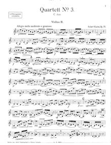 Partition violon 2, corde quatuor No.3, Op.71, C Major, Fuchs, Robert