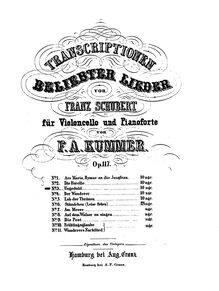 Partition de piano et partition de violoncelle, Die Schöne Müllerin, D.795