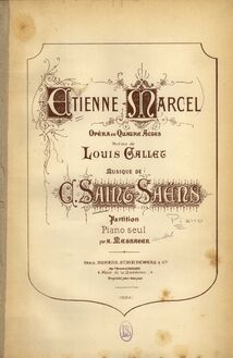Partition couverture couleur, Étienne Marcel, Opéra en quatre actes
