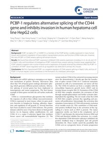 PCBP-1 regulates alternative splicing of the CD44 gene and inhibits invasion in human hepatoma cell line HepG2 cells