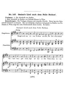 Partition First version (incomplete), Ossians Lied nach dem Falle Nathos, D.278