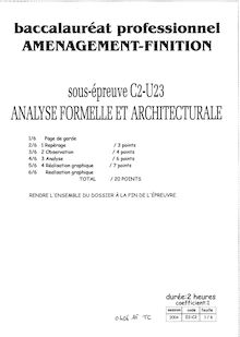 Analyse formelle et architecturale 2004 Bac Pro - Aménagement finition