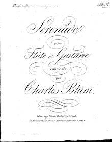 Partition complète, Serenade, Blum, Carl Wilhelm August