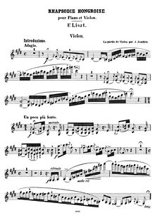 Partition de violon, Hungarian Rhapsody No.12, C♯ minor