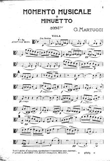 Partition viole de gambe, Momento musicale e minuetto, Arrangement for string quartet of Momento musicale Op.64 No.1 + Minuetto Op.55 No.1