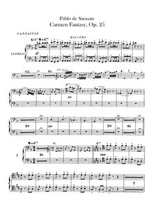 Partition basson 1, 2, Carmen Concert Fantasy, Op 25, Sarasate, Pablo de