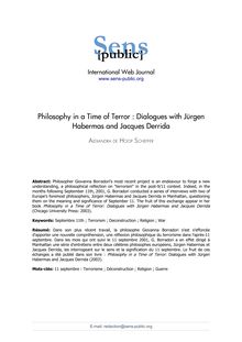 Philosophy in a time of terror: dialogues with Jürgen Habermas and Jacques Derrida