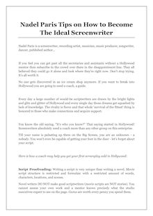 Nadel Paris Tips on How to Become The Ideal Screenwriter