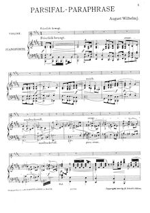 Partition violon et partition de piano, Parsifal-Paraphrase, Wilhelmj, August
