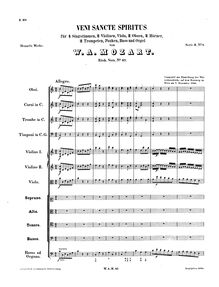 Partition complète, Veni Sancte Spiritus, C major, Mozart, Wolfgang Amadeus