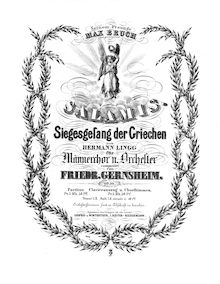 Partition complète, Salamis: Siegesgesang der Griechen von H. Lingg für Männerchor u. Orchester, Op.10.