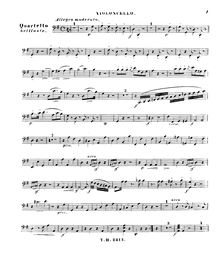 Partition violoncelle, quatuor pour Piano, flûte, viole de gambe et violoncelle