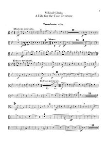 Partition Trombone 1, 2, 3 (alto, ténor basse clefs), A Life pour pour Tsar