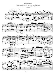 Partition complète, Serenade et Allegro giocoso, Op.43, Mendelssohn, Felix