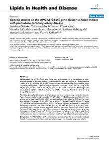 Genetic studies on the APOA1-C3-A5 gene cluster in Asian Indians with premature coronary artery disease