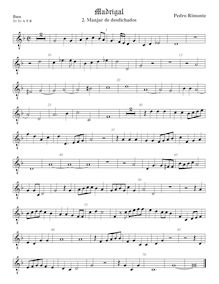 Partition viole de basse, octave aigu clef, madrigaux, Rimonte, Pedro