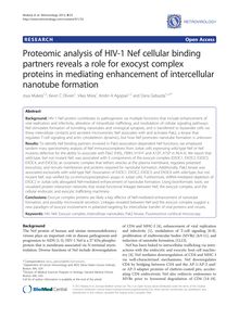 Proteomic analysis of HIV-1 Nef cellular binding partners reveals a role for exocyst complex proteins in mediating enhancement of intercellular nanotube formation