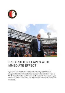 Feyenoord : Rutten remplacé par Van Bronckhorst