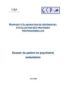 Dossier du patient en psychiatrie ambulatoire rapport