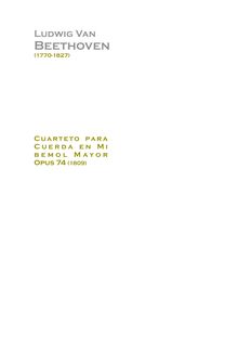 Partition complète, corde quatuor No.10, Op.74, Harp-Quartet, E♭ major