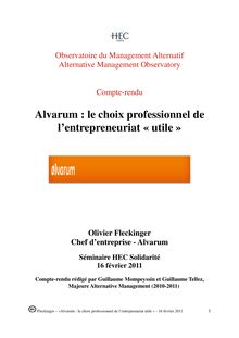 Alvarum : le choix professionnel de l’entrepreneuriat « utile » - par Olivier Fleckinger