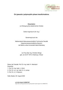 On (pseudo-) polymorphic phase transformations [Elektronische Ressource] / von Christine Strege