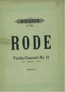Partition de violon, violon Concerto No.11, D major, Rode, Pierre