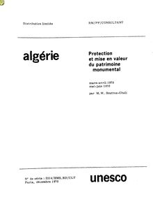 Algérie - (mission) mars-avril 1970 - Protection et mise en valeur ...