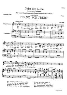 Partition complète, Geist der Liebe, D.414, Spirit of Love, Schubert, Franz