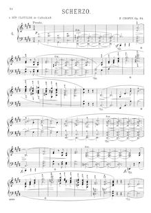 Partition complète (scan), Scherzo No.4, E major, Chopin, Frédéric