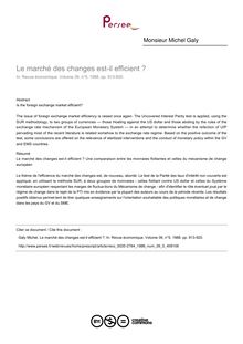 Le marché des changes est-il efficient ? - article ; n°5 ; vol.39, pg 913-920
