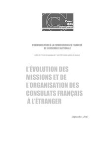 L évolution des missions et de l organisation des consulats français à l étranger