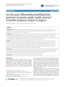 Are the poor differentially benefiting from provision of priority public health services? A benefit incidence analysis in Nigeria