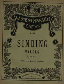 Partition couverture couleur, Valses, Walzer ; Waltzes, Sinding, Christian par Christian Sinding