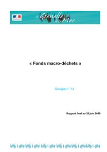 Grenelle de la mer. Rapports des comités opérationnels (COMOP). : - Groupe n° 14 - Fonds macro-déchets - Rapport final - 28 juin 2010.