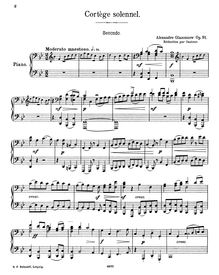 Partition complète, Cortège solennel, Op.91, B♭ major, Glazunov, Aleksandr