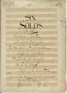 Partition complète, Six Solos pour pour German flûte avec a figur d basse pour pour clavecin ou violoncelle
