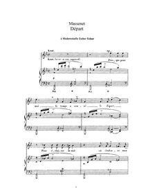 Partition complète (G minor: haut voix et piano), Départ